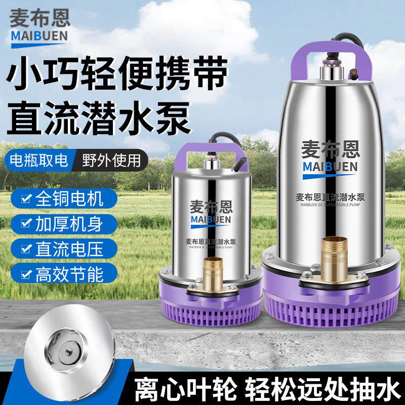 铜线直流潜水泵电瓶电动车12V24v48v60v72浇菜船用洗车小型抽水泵
