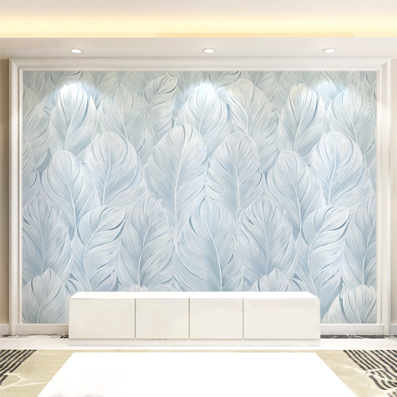 羽毛简约现代墙纸北欧墙布无缝A客厅电视背景墙壁纸卧室壁画定制