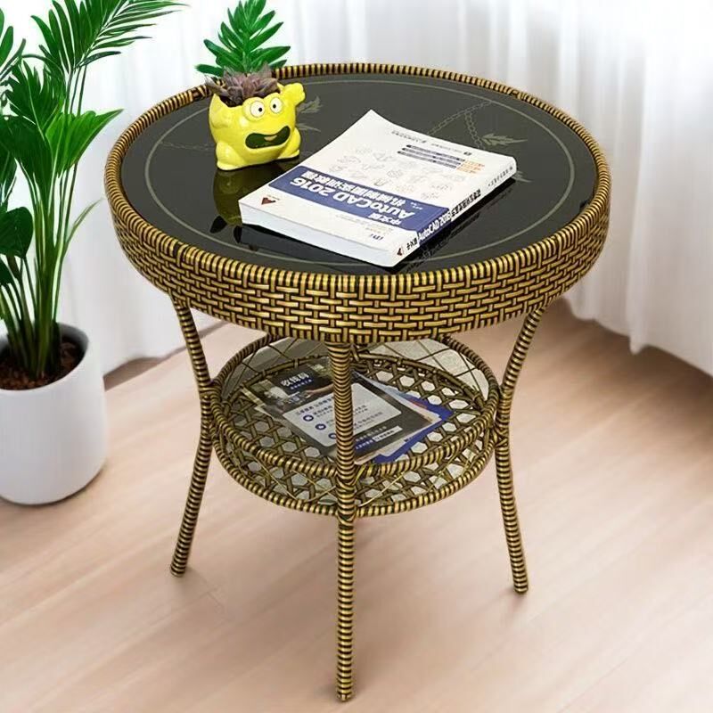 阳台休闲小e圆桌户外喝茶小茶几钢化玻璃圆形桌子休闲简约客厅藤,住宅家具,阳台桌,淘宝优惠券,粉丝福利购,淘宝优惠卷