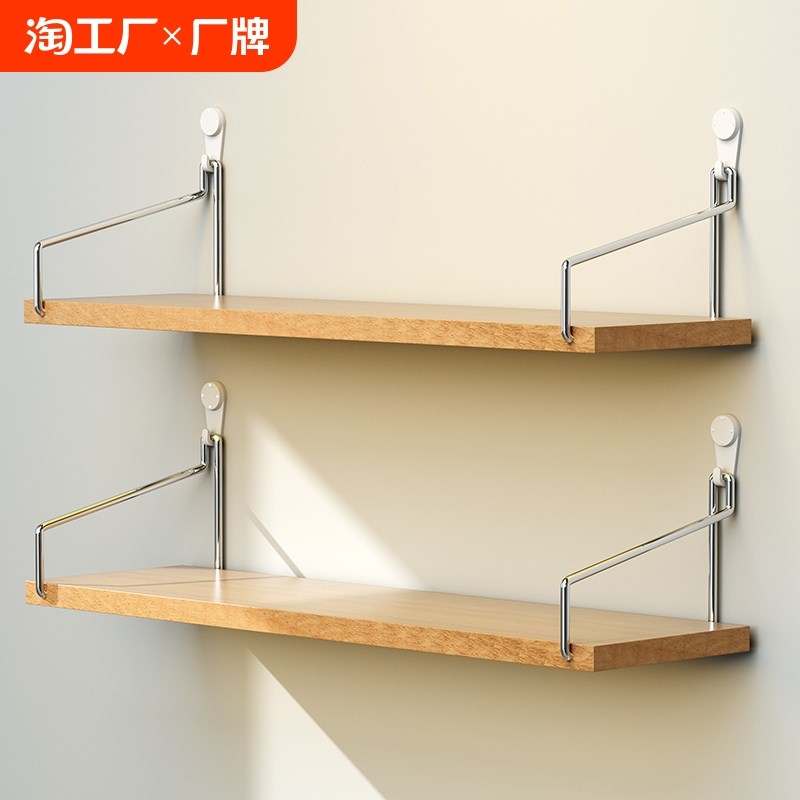 免打孔墙上置物架墙面q卧室床头收纳架墙壁挂式隔板路由器木板架