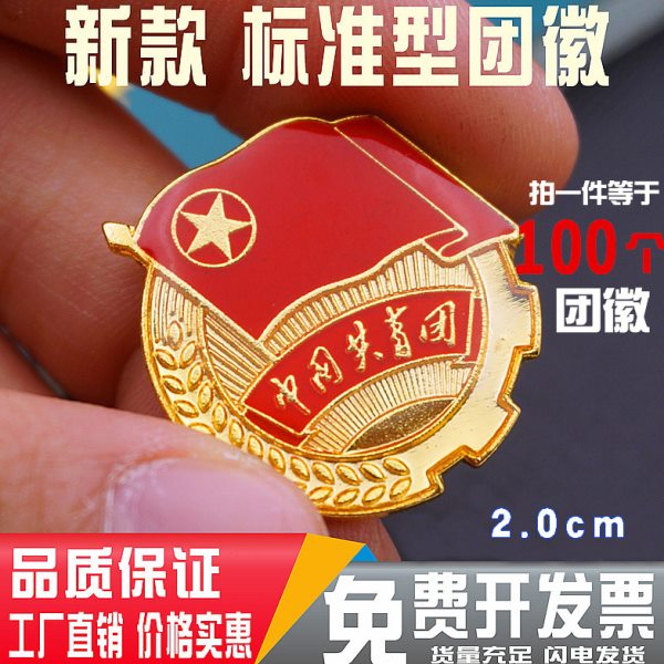 新版团徽胸针 正版标准型共青团学生用强磁铁别针蝴蝶扣批发