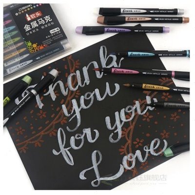 10pcs Color Brush Marker Pen Hand Lettering Pens Metallic M