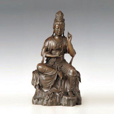 铜雕塑莲花观音像FX012佛菩萨像工艺品书房玄关中式家居摆件包邮