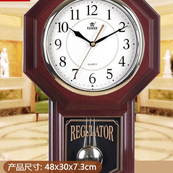 霸王中式摆钟古典挂钟欧式石英钟表客厅时钟音乐报时挂表静音壁钟