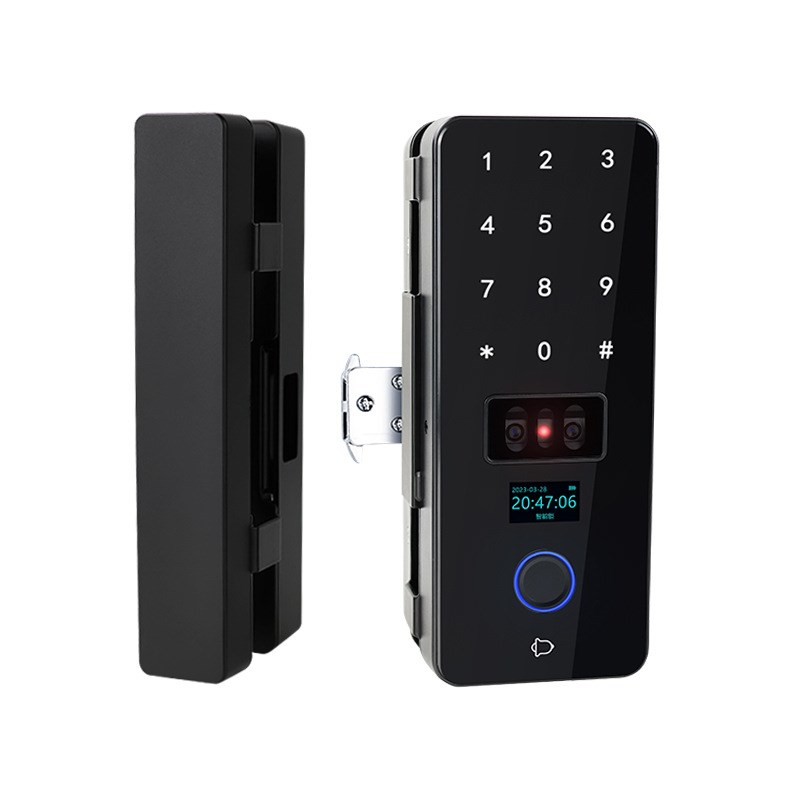 人脸识别玻璃门指纹锁单开办公室商铺I玻璃门刷卡电子智能密码锁