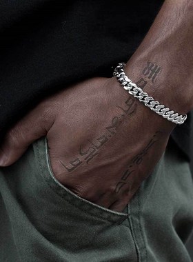 欧美爆款热销不锈钢链迈阿密微镶锆石K弹簧按扣个性头潮流手链