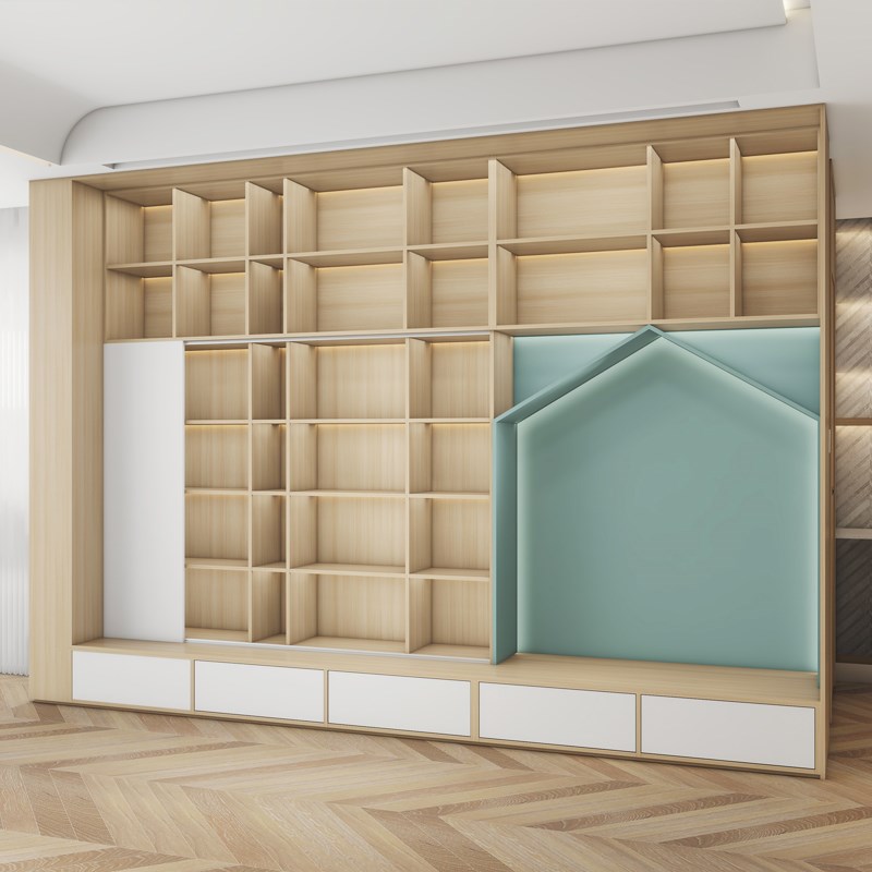 全屋定制客厅空间简约u书柜电视柜书架多功能收纳背景墙