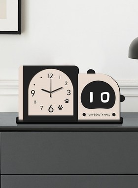2025新款简约艺术桌面时钟创意客厅玄关小摆O件高级感可爱静音座