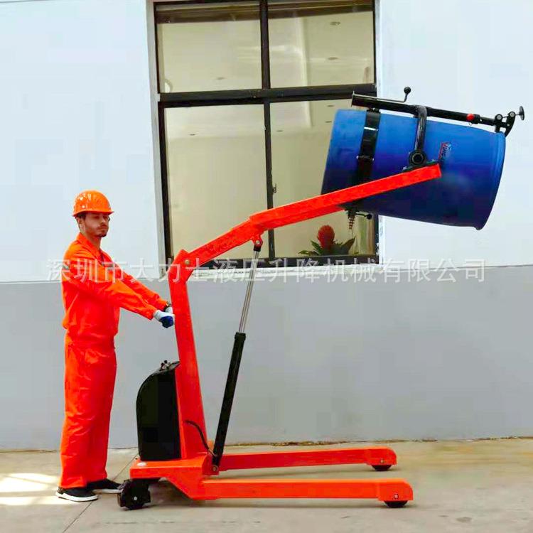 半电动油桶投料车电动单臂投料机YL00油桶堆高翻转车