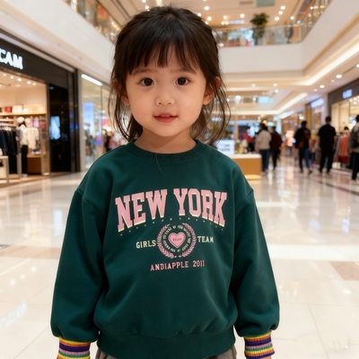 外贸出口韩国儿童加绒卫衣女童宝宝上衣2025新款秋冬内搭时髦洋气