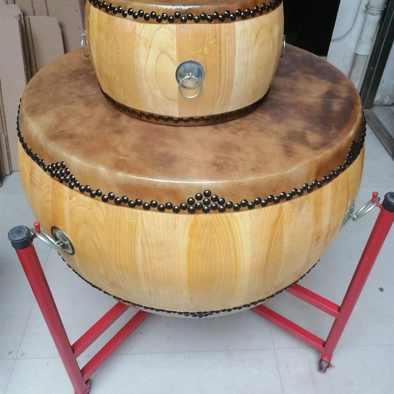 正宗椿木黄牛皮大鼓白茬战鼓真牛皮高G音锣鼓堂鼓道士寺院用法器