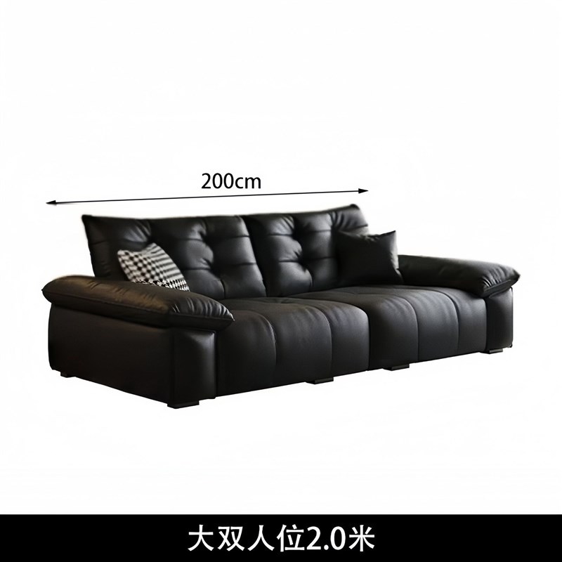 意式极简真皮沙发组合钢琴键现代简约客厅小户型直排Y头层牛皮沙