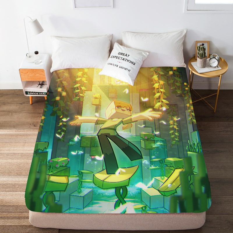 我的世界游戏床笠男生卡通v学生宿舍卧室全包床垫防尘保护罩子