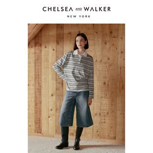 秋季 Chelsea 气感条纹POLO长袖 Walker休闲百搭元 上衣女通勤 and