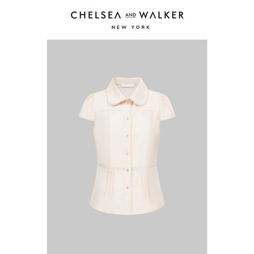 Chelsea and Walker温柔娃娃领蕾丝拼接衬衫