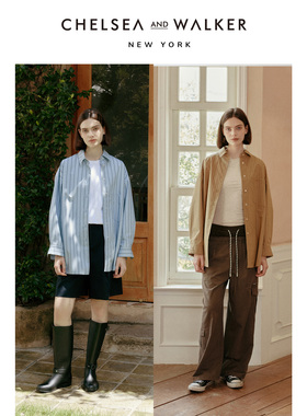 Chelsea and Walker日本进口埃及棉oversize男友风色织条纹衬衫