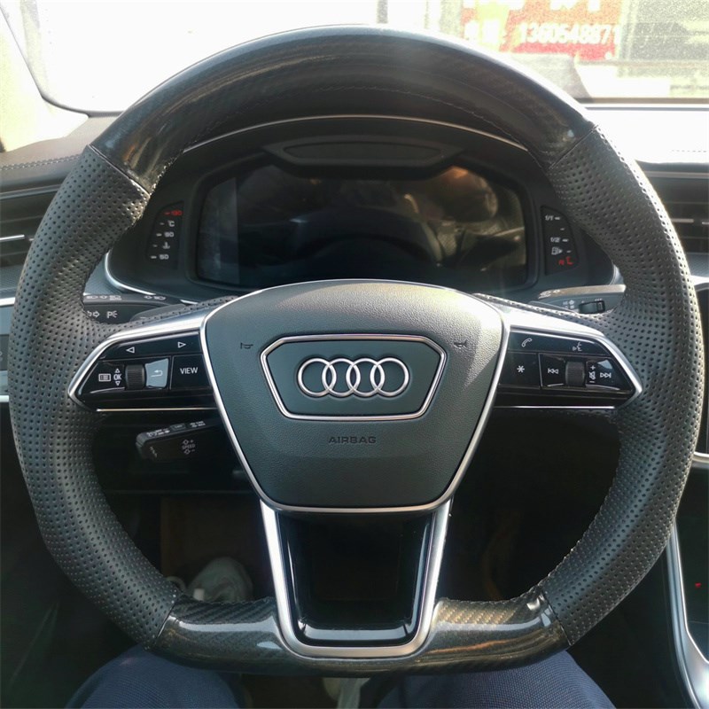 奥迪Q5L手缝方向盘套奥迪Q3 A6L TT A1 A3 A4L碳纤维全包把套