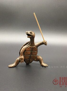 纯实心铜乌龟香插摆件创意小铜件站立铜龟一柱香老乌龟长寿龟茶宠