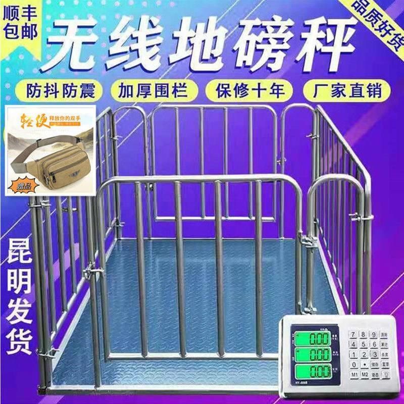 昆明无线地磅秤称猪秤牛带围栏防抖动1-3吨工业小型电子地磅秤
