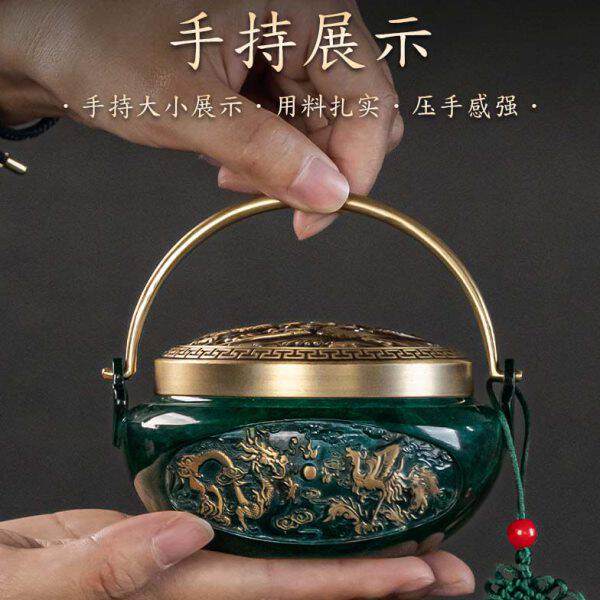 龙凤呈祥黄铜炭火暖手炉古代中式盘香炉家用室内结婚陪嫁旺夫炉