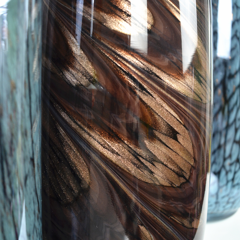 珐琅彩玻璃花瓶装饰客厅摆件高端大气上档次居家插花X电视柜蓝摆