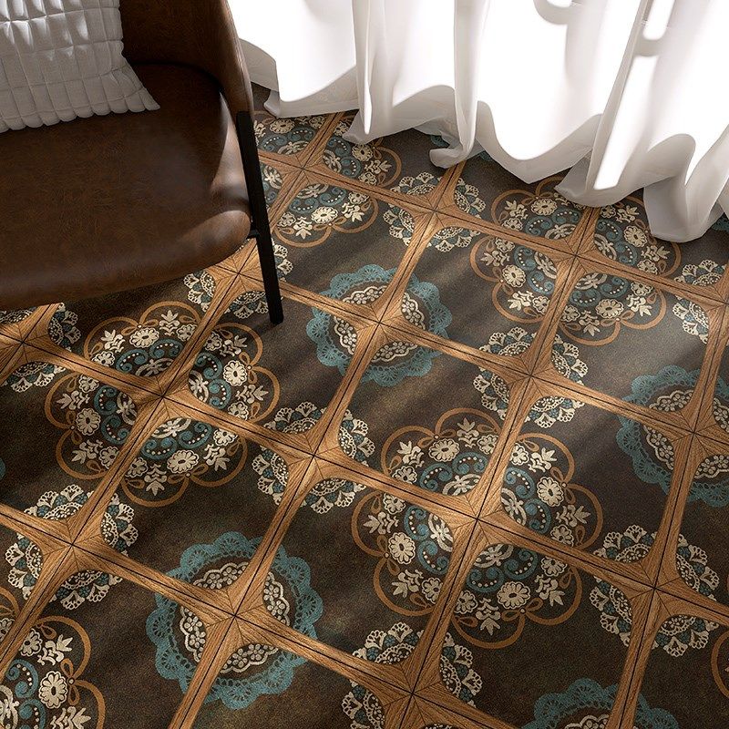 中古风木纹花砖法式咖p啡馆复古卫生间瓷砖客厅玄关阳台厨房地砖