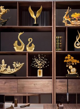 新中式老板办公室酒m柜摆件轻奢高档领导高端大气书柜装饰品工艺