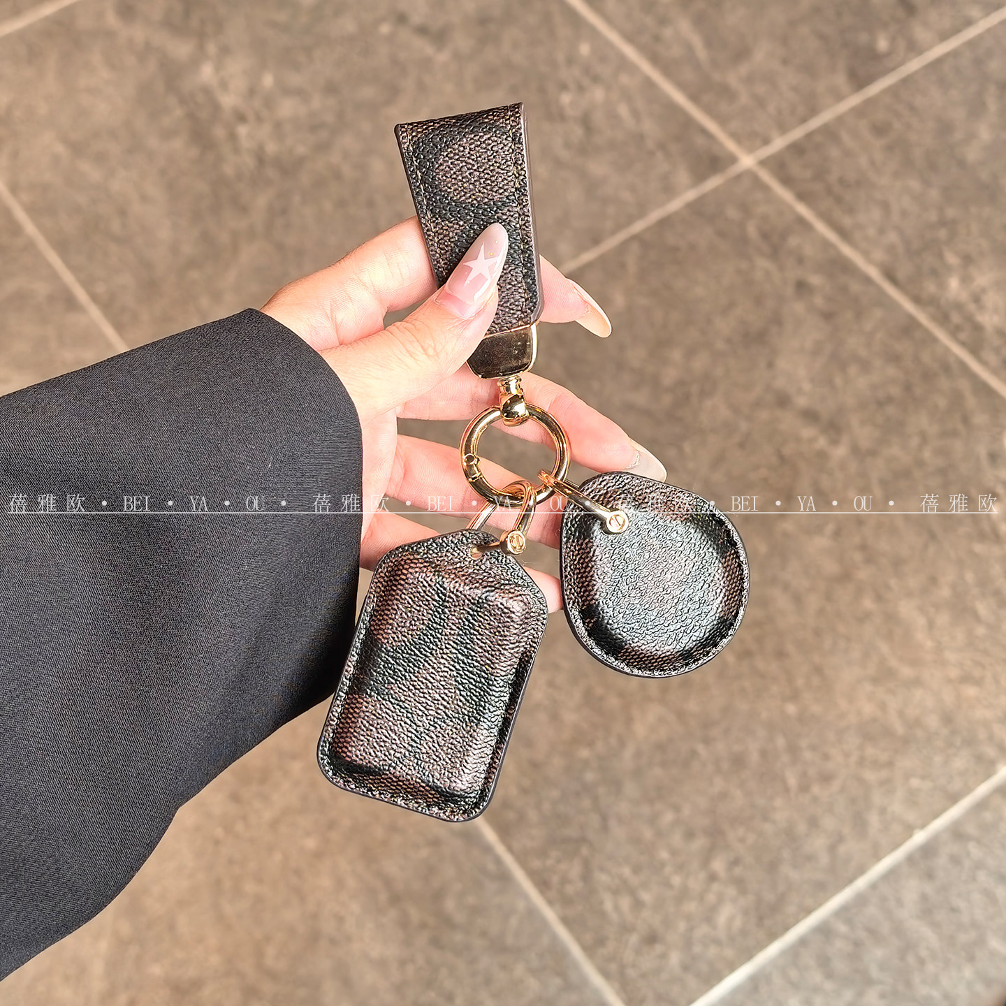 门禁卡套小长方形水滴钥匙扣挂件IC感应迷你小区电梯卡真皮保护套