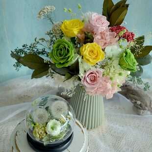 放真高级玫瑰大客厅装饰摆件混搭母亲节束干花花束插花花瓶轻奢花