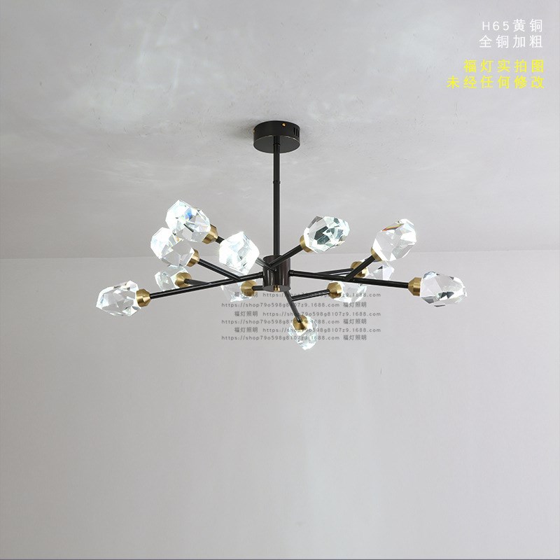 后现代轻奢全铜加j粗吊灯客厅餐厅卧室K9水晶灯饰钻石网红分子灯