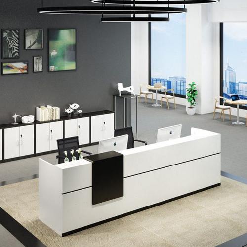 北京办公前台接待台简约现代公司迎宾台订做异型白色烤漆前台桌子