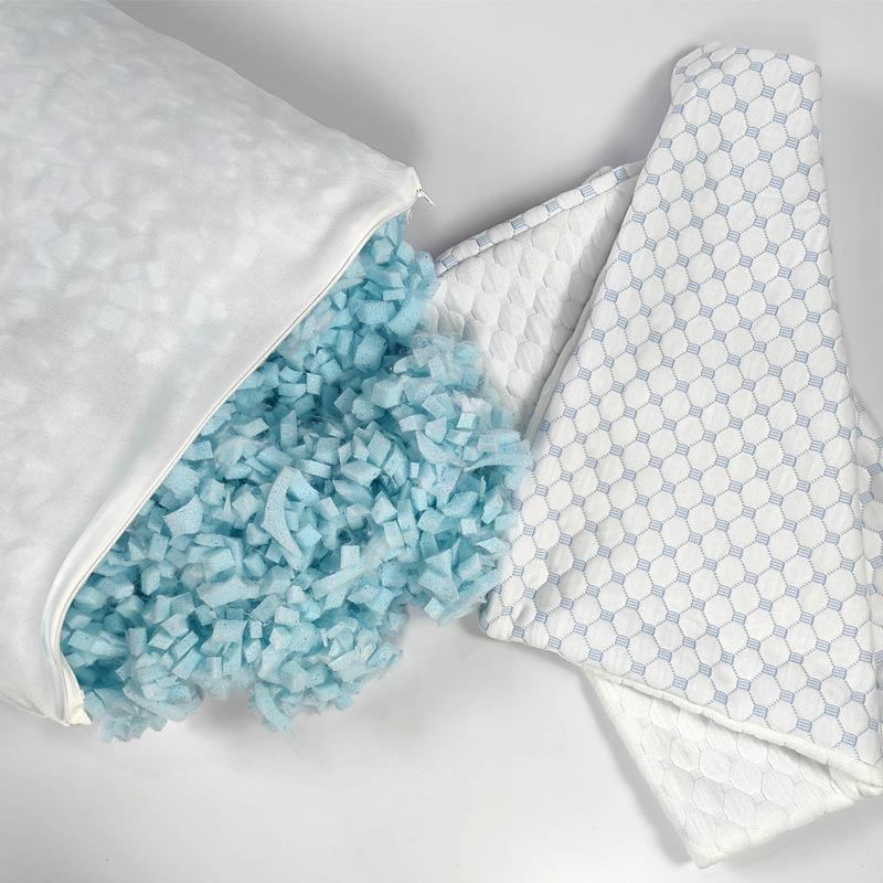 竹纤维碎海绵枕头纯色慢回弹切y粒记忆绵枕头QUEEN码单面凉感竹枕