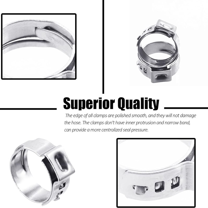50个 304不锈钢单耳无极卡箍6-25.6MM抱箍水管卡紧固喉箍油管卡扣
