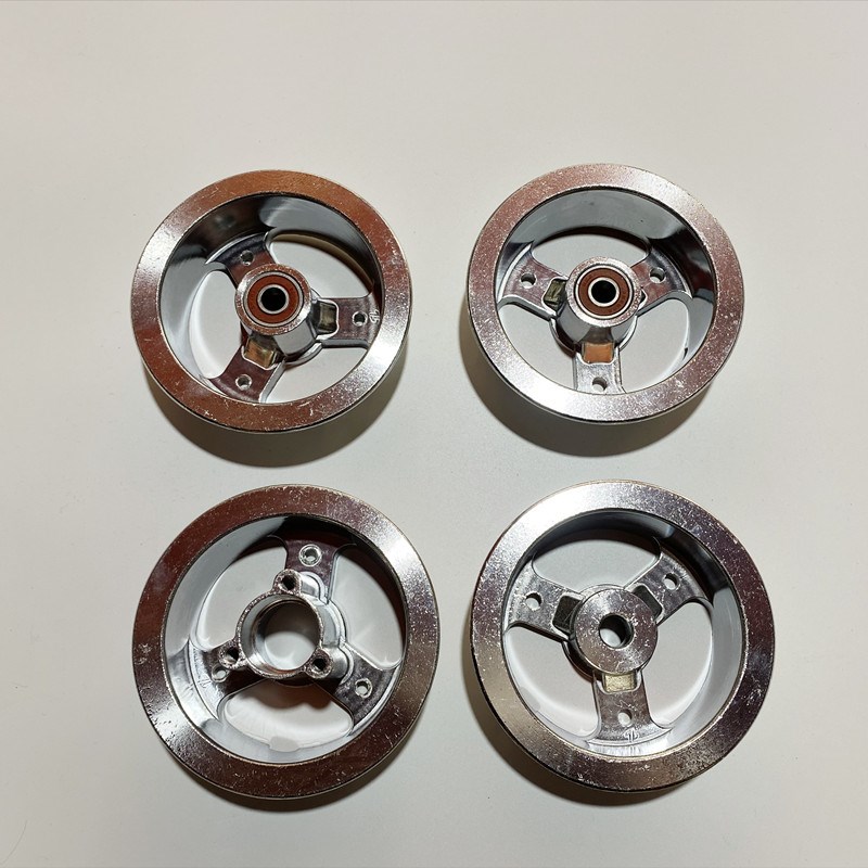 迷你摩托车汽油 电动小四轮 小沙滩车 轮毂 滑板车轮毂4寸 铝轮毂