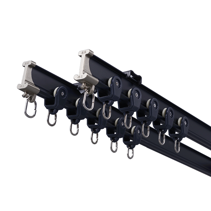 坚美飘窗弯轨L型导轨弧形U型路轨铝合金窗帘轨道侧装顶装窗帘滑轨