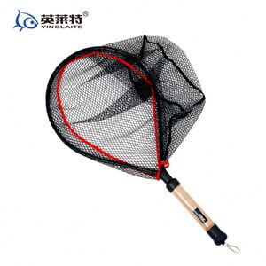 英莱特 铝合金抄网飞蝇钓网兜路亚涂胶不沾水钓鱼捞网筏钓抄鱼网