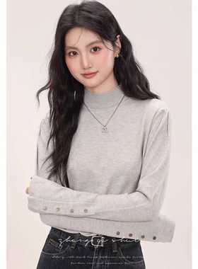张汽水《灰色物语》秋冬穿搭新款半高领打底针织衫女好看内搭上衣