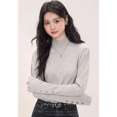 张汽水《灰色物语》秋冬穿搭新款半高领打底针织衫女好看内搭上衣
