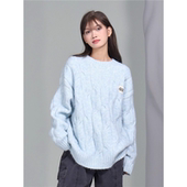 「CHANT2nd」可爱狗狗刺绣麻花毛衣女慵懒高级感圆领套头针织上衣