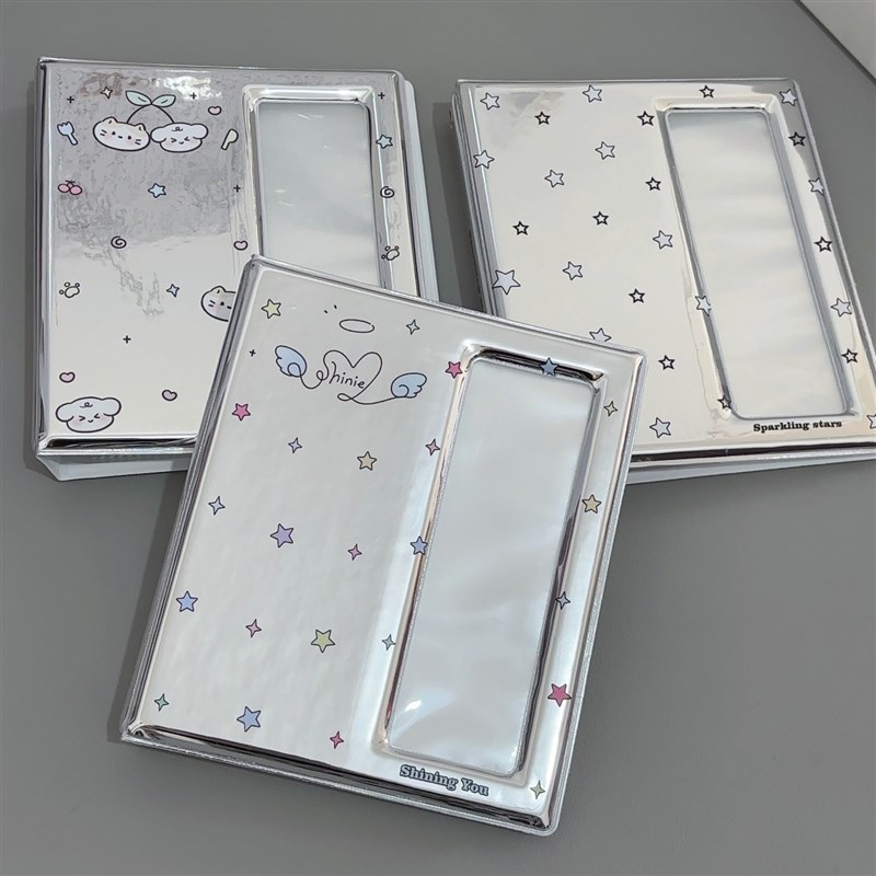 银色人生四格大卡册宽版胶片明信片贴纸收纳册拍立得四宫格卡包