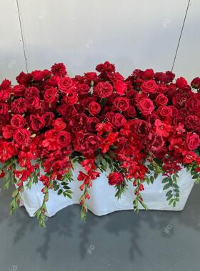 世爵跨境新款祭祀仿真花玫瑰绣球大红色130cm棺花