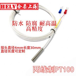 两线制PT100温度传感器 2芯PT100探头热电阻 两芯PT100精密铂电阻