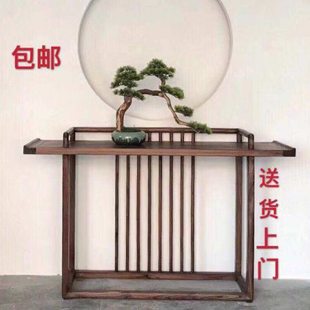 新中式供桌玄关桌免漆禅意端景台全实木条案简约案几老榆木小条案