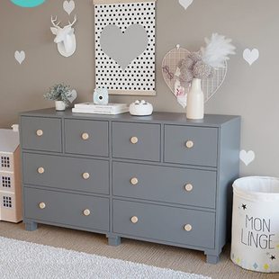 可比熊实木五斗柜儿童收纳柜卧室简约现代收纳置柜轻奢储物柜立柜