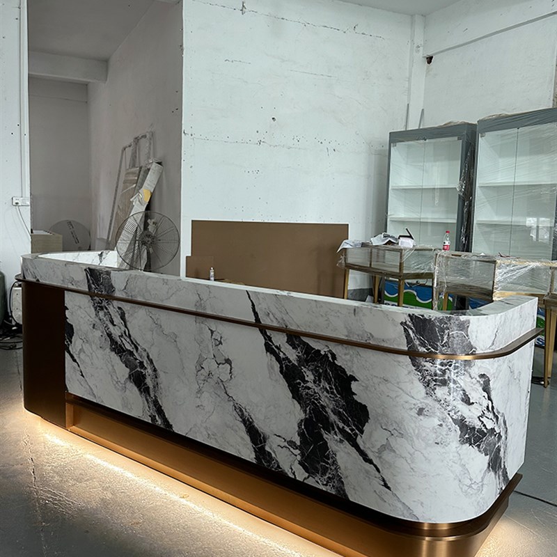 创意异形前台桌烤漆n吧台网红收银柜台个性接待台大理石服务台定