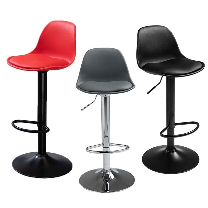 黑色铁艺脚酒吧凳舒适小靠背升降椅子前台复古酒会展.会高脚吧椅