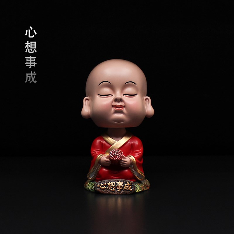 小沙弥车载摇头摆件一禅淡定x新款汽车饰品一休淡定点头小和尚禅