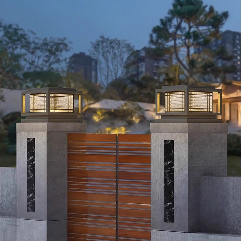 铝合金现代简约风太o阳能柱头灯别墅户外防水庭院柱子灯花园围墙