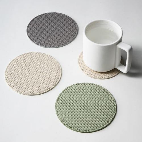 米立风物中式竹编制杯垫轻奢高级感茶杯垫办公室防滑水杯垫茶托