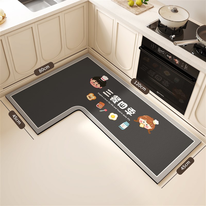 厨房专用地垫2025新款地毯垫硅藻泥L型吸水垫R防滑吸油可擦洗耐脏